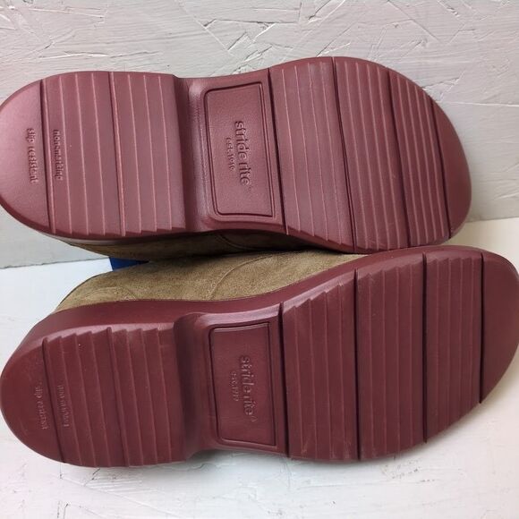 NEW Stride Rite Sz 4W Big Kid Murphy Brown Suede Leather Loafer Memory Foam Lite - Picture 7 of 10